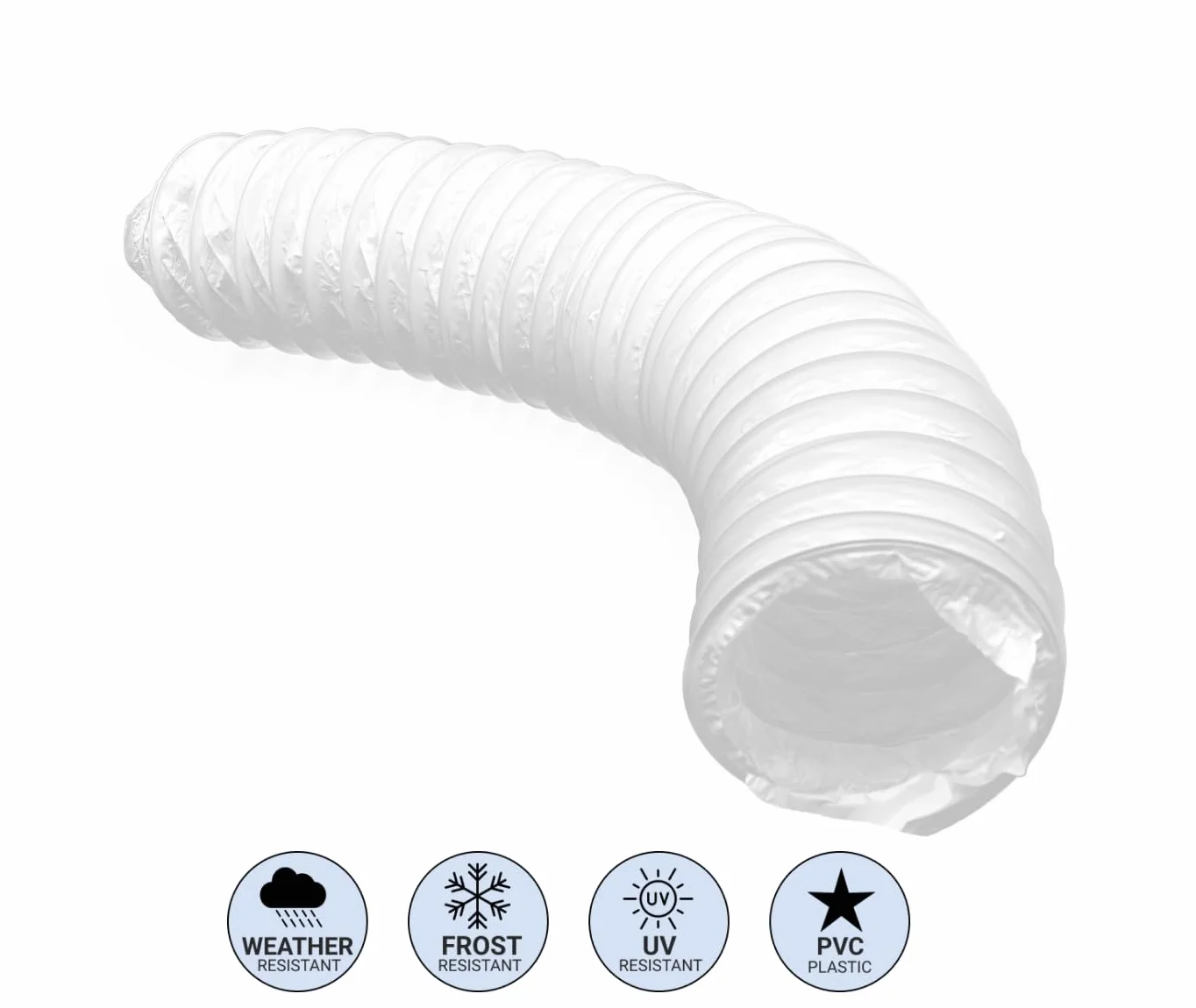 H&C VENT Tubo flessibile in PVC di scarico Ø 160 mm diametro tubo – HVAC 3 m lunghezza massima condotto dell'aria – uscita ventilazione tubo flessibile per aria condizionata, sistema di alimentazione