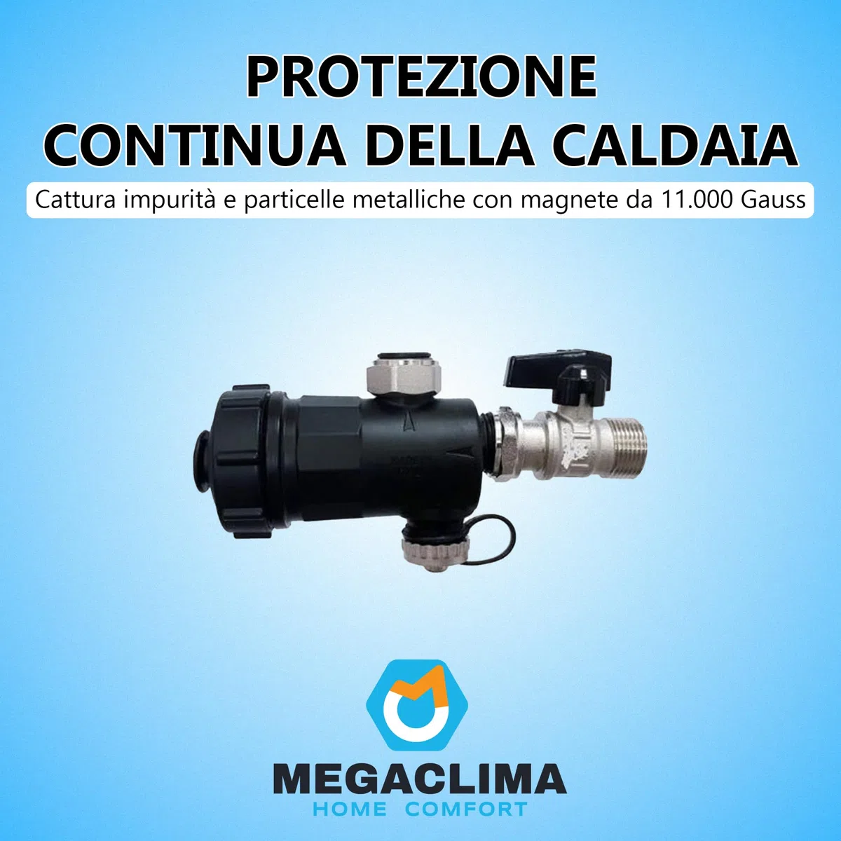 Filtro Defangatore Magnetico 3/4" con Valvola Universale | Per Caldaie a Condensazione | Magneti 11000 Gauss | Antimpurità | Facile da Installare ESMAGT02PR