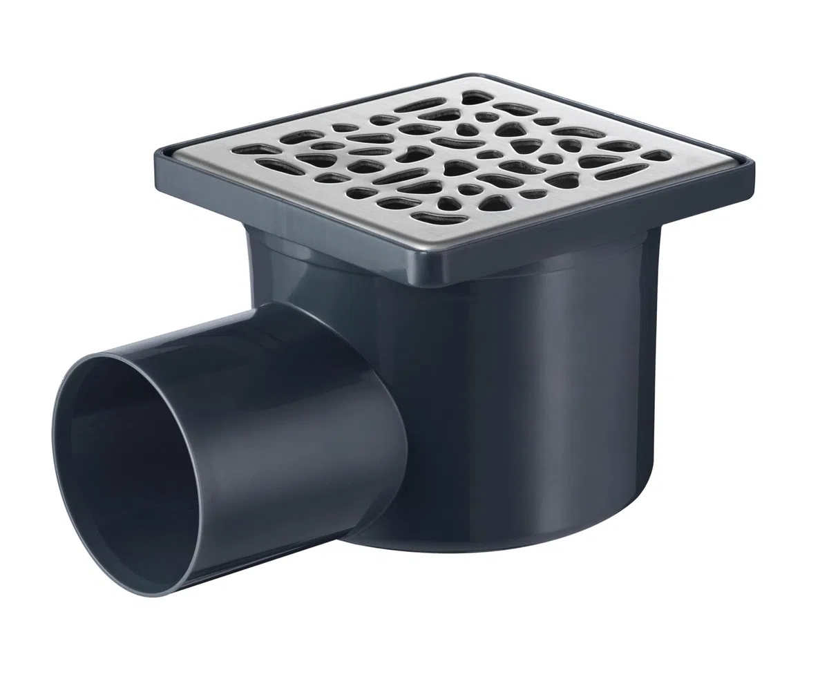 Wirquin 30720725 Sifone da pavimento in muratura 10x10 mm con griglia a rulli, grigio