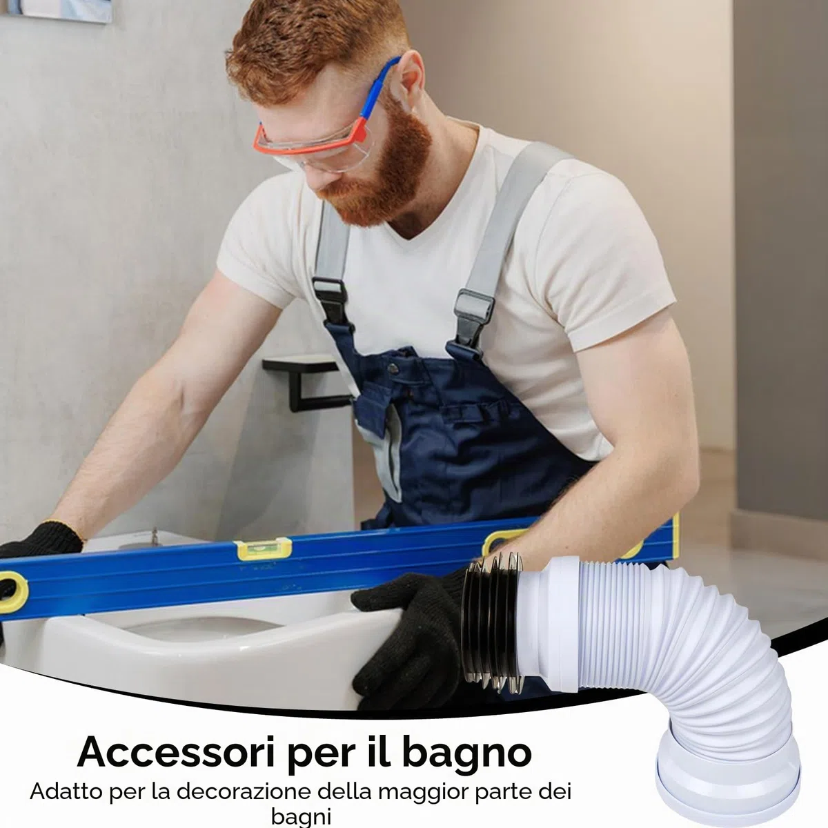 Tubo di collegamento per WC, set di collegamento flessibile, diametro di collegamento 260 mm - 500 mm, bianco, connettore per tubo di scarico WC