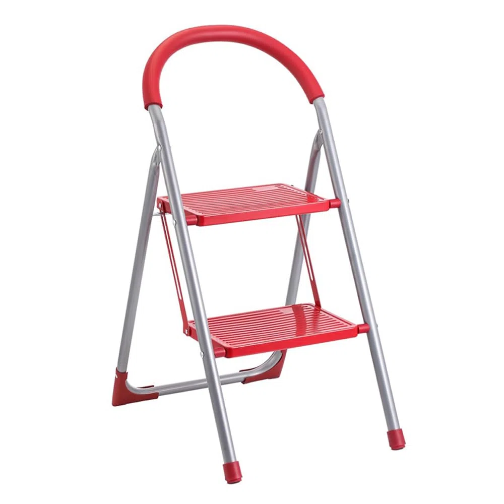 Scaletta 2 Gradini o 3 Gradini Pieghevole - Scala Leggera e Salvaspazio in Acciaio a Uso Domestico - Sgabello Fai da Te uso Interno ed Esterno Antiscivolo Assortito