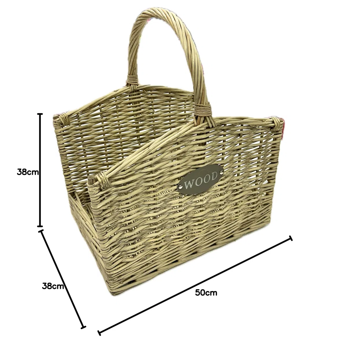 Cesto vimini portalegna camino da interno con manico per legna - Grande: 50x38x57h - Piccolo: 44x33x52h (Piccolo (44x33x52h))
