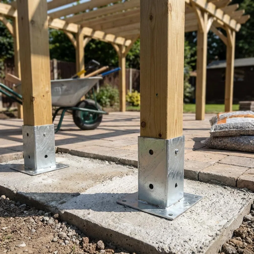 Suinga Base per palo zincato in acciaio | Supporto per pali in legno quadrati per ancoraggio a terra | Squadre metalliche per fissaggio di recinzioni, travi legno, struttura decorativa (1, 12 x 12 cm)