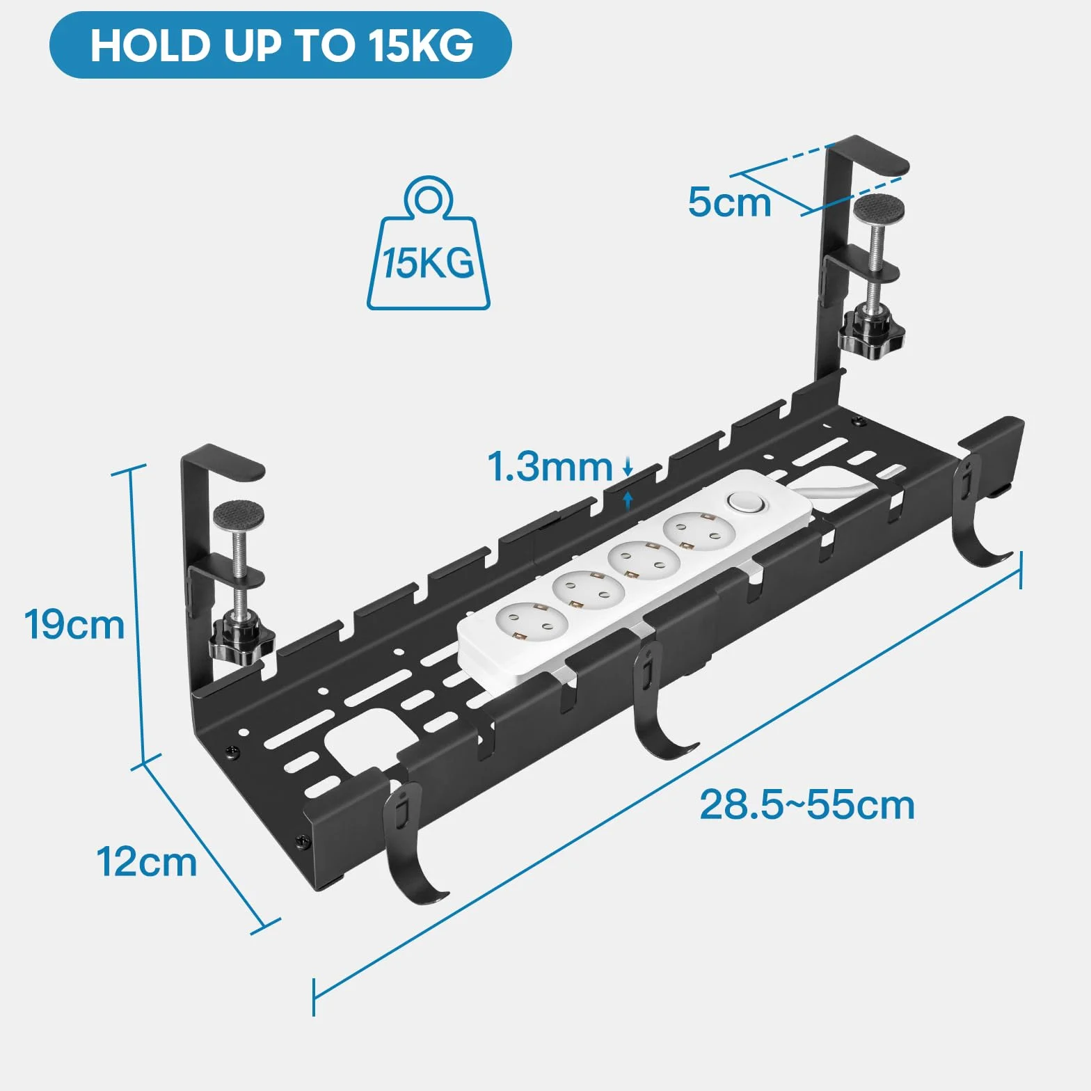 Raccogli Cavi Scrivania, 28,5~55CM Porta Cavi Organizer Retrattile, Vassoio per la Gestione dei Cavi Sotto la Scrivania, Cable Management Portacavi per Casa Ufficio Scrivania