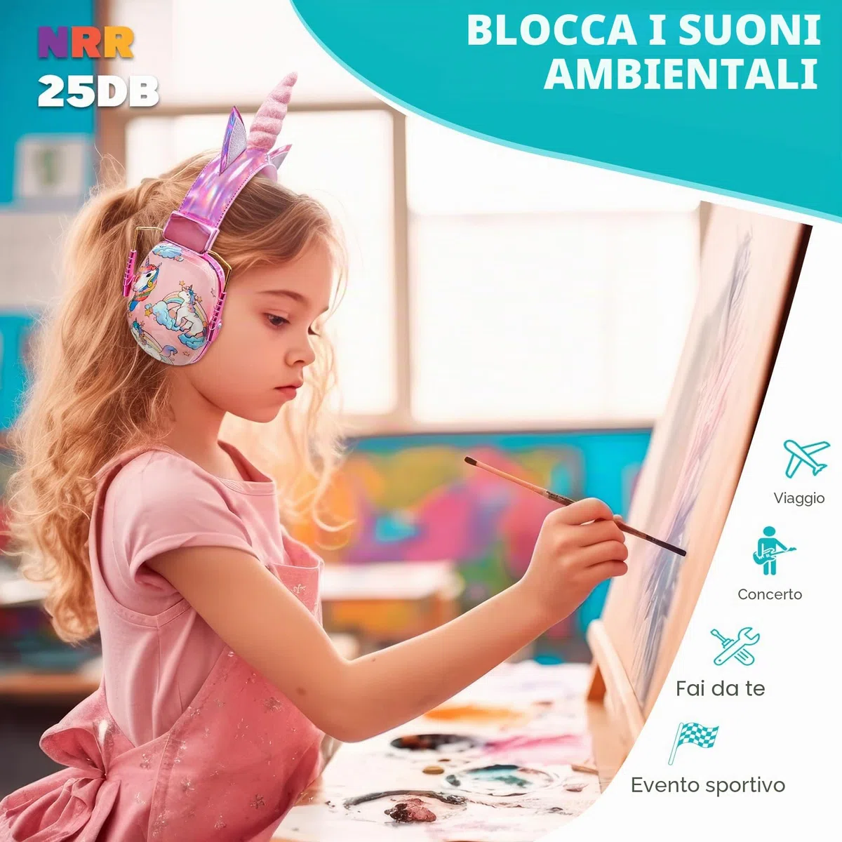 JYPS Cuffie Antirumore per Bambini, SNR 25dB, Protezione con Cancellazione del Rumore, per Autismo dai 2 Anni+, per Lavoro