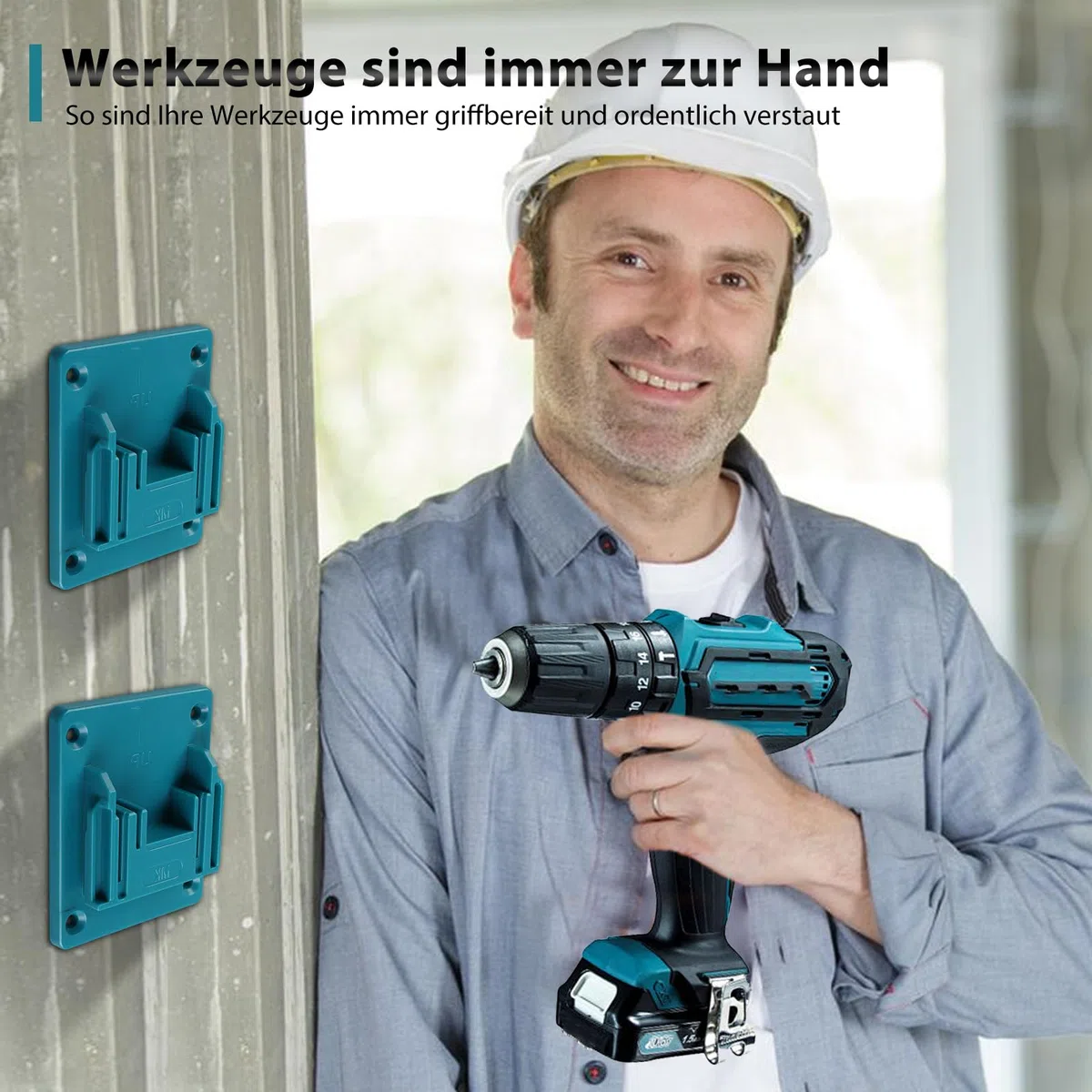HOSPAOP 8 supporti da parete per dispositivi a batteria Makita da 18 V, supporto per trapano per utensili elettrici, supporto per avvitatore con 32 viti, supporto per macchina per officina e garage