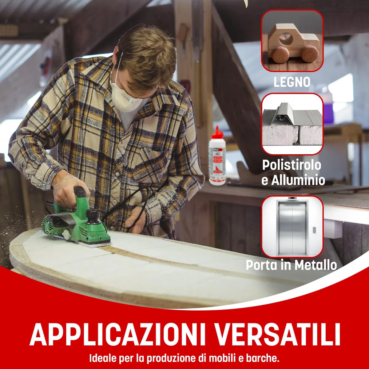 Wolfix Colla per Legno Impermeabile D4 500g - Colla Extra Forte per Legno, Metallo e PUR - Colla per PVC, Colla da Montaggio, Colla per Artigianato e Colla Liquida - Stucco per Legno a Rapida