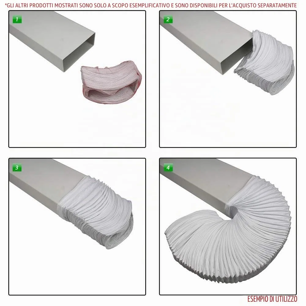 Kair Tubo flessibile rettangolare in PVC, 220 mm x 90 mm, lunghezza 3 m
