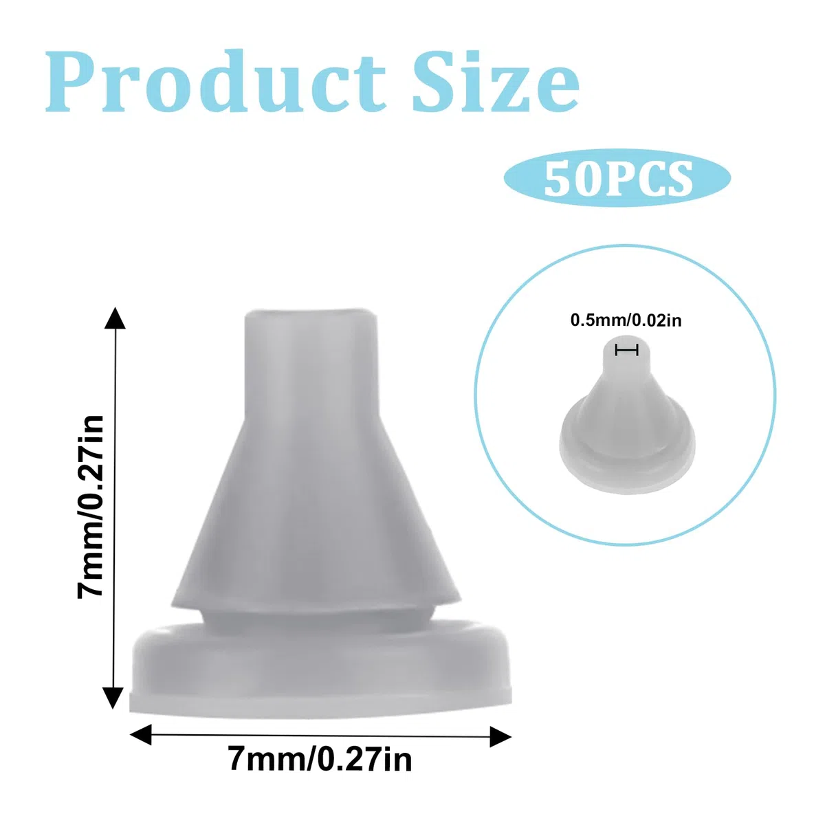 50 ugelli di ricambio per soffione doccia, ugello in silicone, foro di spruzzo, punta rotonda, in silicone, per diametro del foro 4 mm, beccuccio universale (grigio)