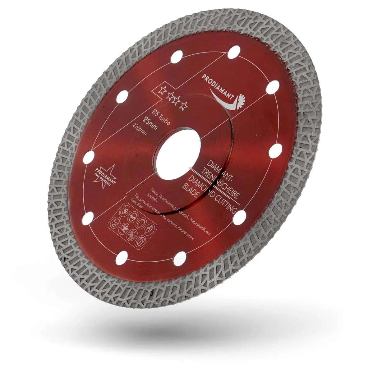 PRODIAMANT Disco da taglio diamantato Premium per piastrelle in gres fine 125 mm x 22,23 mm Disco per piastrelle da 125 mm per smerigliatrice angolare