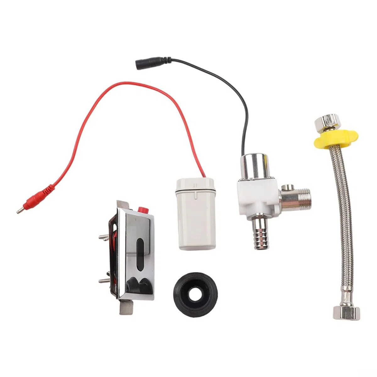 Kit valvola di scarico automatica per orinatoio a infrarossi, sensore touchless, con regolazione telecomando, basso consumo energetico DC 6 V, per costruzioni in metallo per bagni pubblici (B