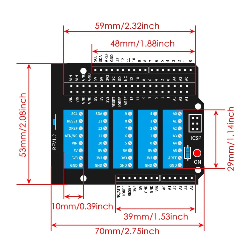 GeeekPi - Cappello terminale a vite per Arduino UNO, modulo breakout blocco terminale a vite GPIO, con connettore socket con ganci, scheda di espansione GPIO breakout per Arduino UNO
