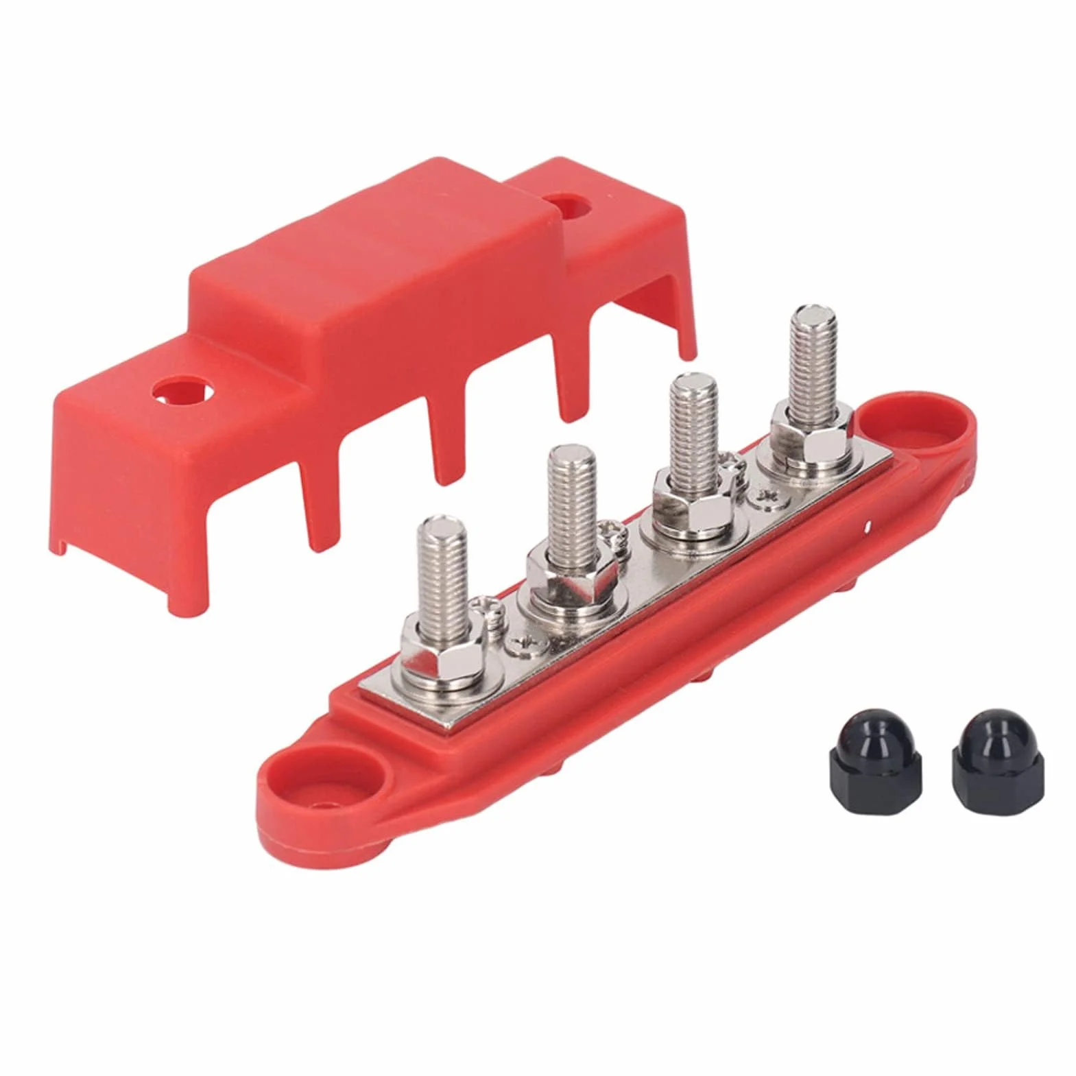 2 Pz M8 Blocco di Distribuzione Dell'alimentazione Heavy Duty Busbar Box Modulo 4 Borchie Terminale Bus Bar Box per RV Marine DC48V 250A
