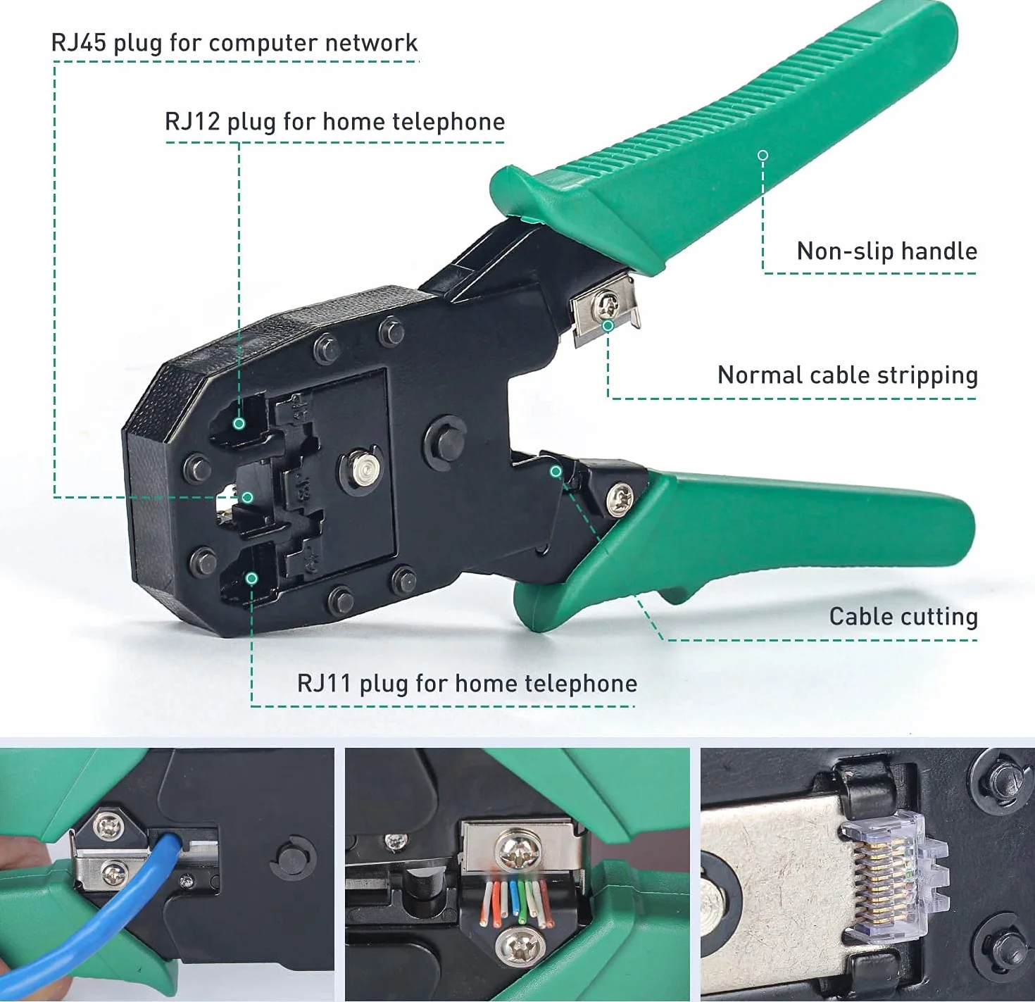 Kit Di Strumenti Di Riparazione Di Rete,Strumenti Professionali Per Elettricisti Rj45 Rj11 Rj12 Cat5 Cat5e Crimping Tool, Con Tester Per Cavi Ethernet Per Uso Domestico E In Ufficio(12 in 1)
