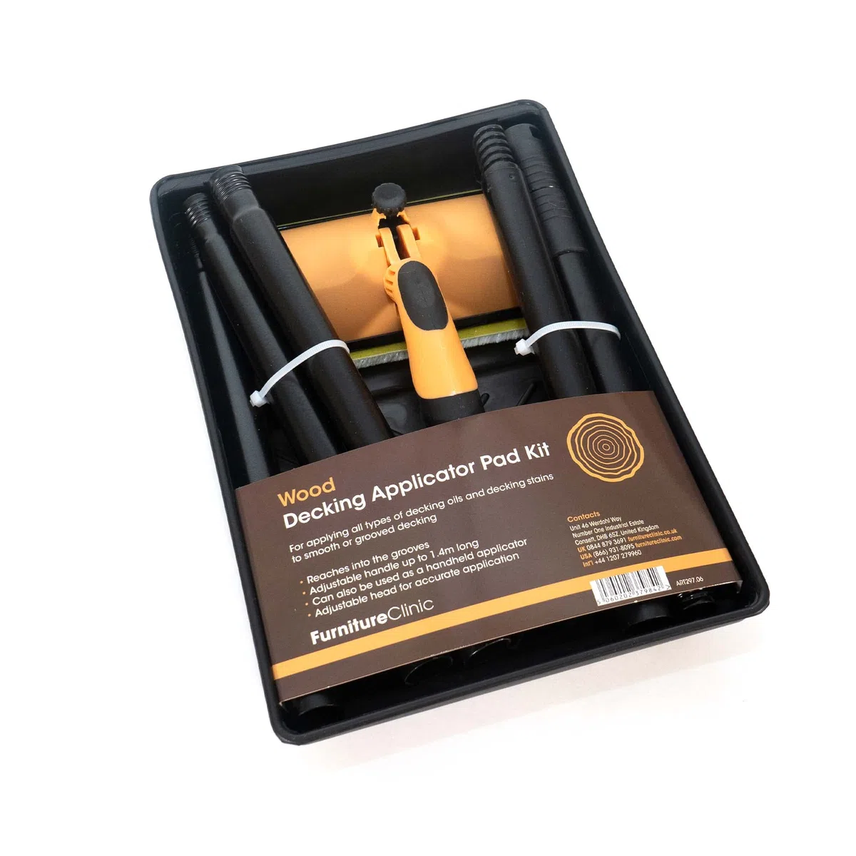 Kit di tamponi applicatori per decking – Per applicare tutti i tipi di oli per decking e macchie per decking su pavimenti lisci o scanalati.