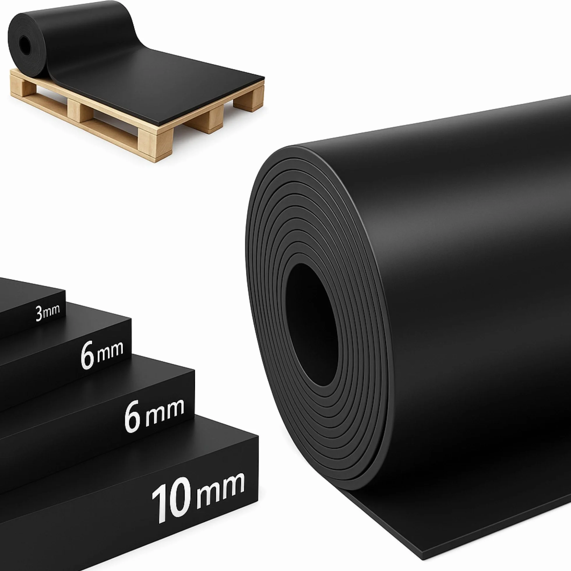 ETM SBR Tappetino in Gomma 120 x 100 cm. 10 mm - Venduto al Metro - Nero & Liscio - Rivestimento Protettivo per Pavimenti, Antiscivolo in Gomma - Rivestimento per Pavimenti in Gomma