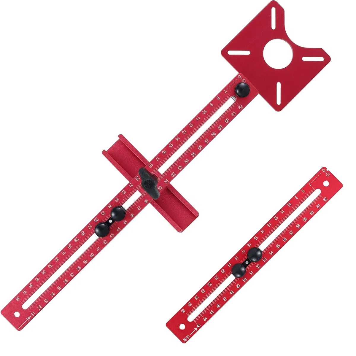 Staffa 4 in 1 per Fresatura per Router, Maschera Hardware per Armadietto, Maschera da Taglio Circolare, Multifunzionale Regolabile, Modelli di Router, Rosso