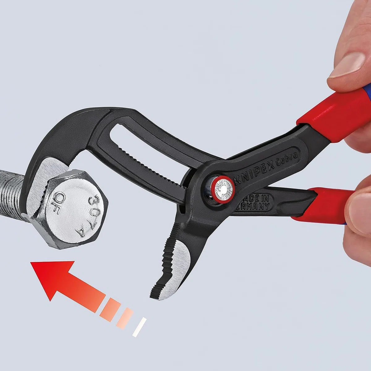 KNIPEX Cobra QuickSet Pinza regolabile di nuova generazione per tubi e dadi bonderizzata grigia rivestiti in materiale bicomponente, forma, 87 22 250