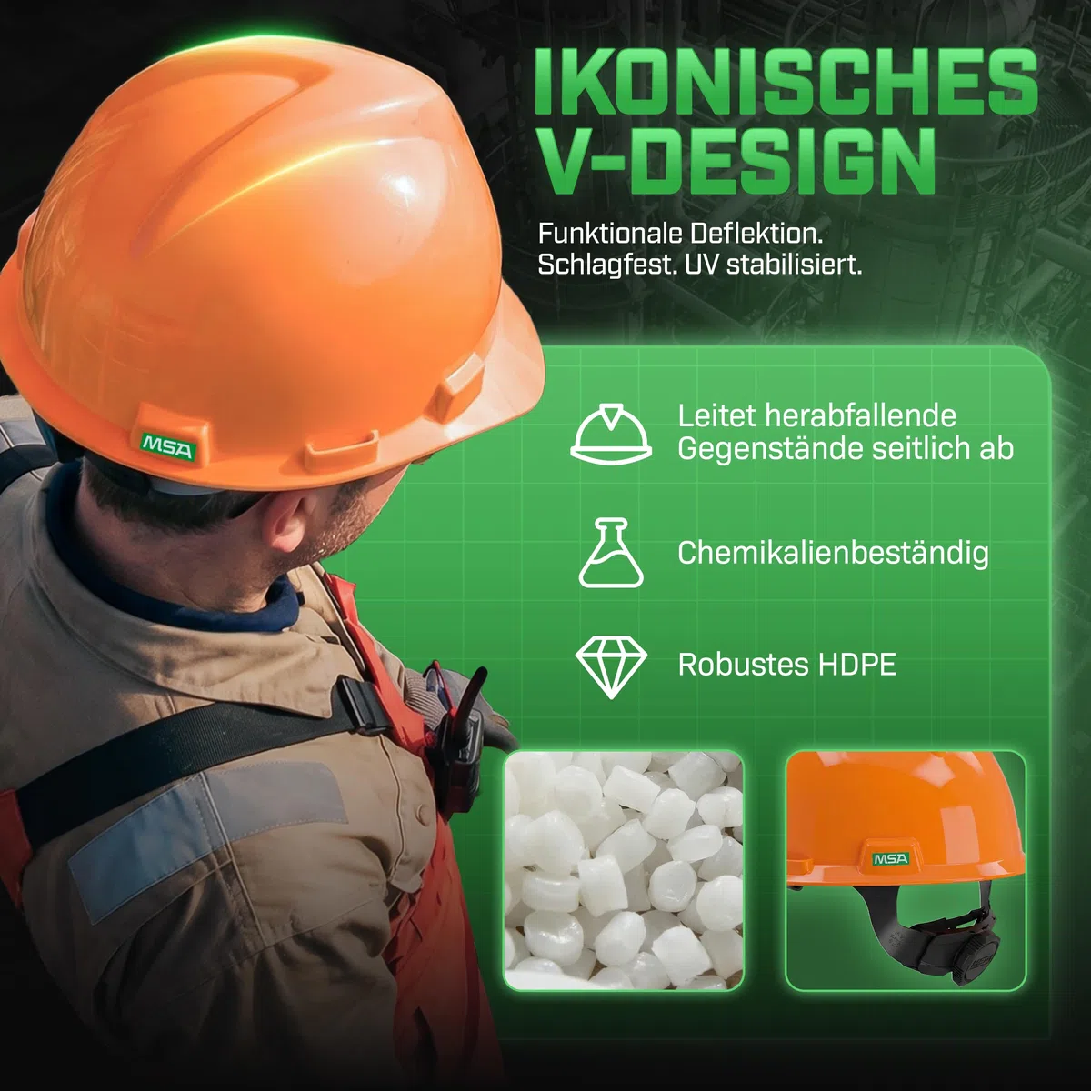 MSA Casco da costruzione V-Gard – non ventilato per cantieri e elettricisti – Casco leggero secondo DIN EN 397 per il lavoro