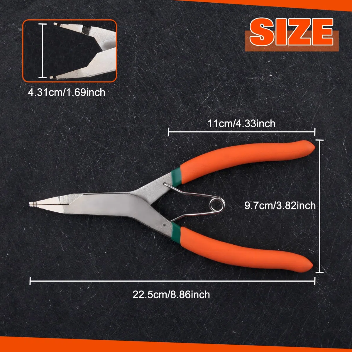 Speedwox Pinze speciali per anelli di bloccaggio elastici, punta angolata, 23 cm, con foro, utensile per rimozione di anelli, clip a C, per rimozione e installazione di anelli di bloccaggio del cambio