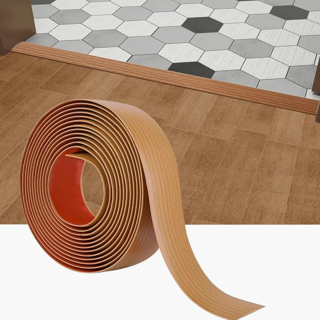 300cm Striscia di transizione per pavimenti,striscia divisoria autoadesiva in vinile per pavimento,striscia divisoria piatta per unire fessure del pavimento,copertura per soglie (Marrone chiaro)