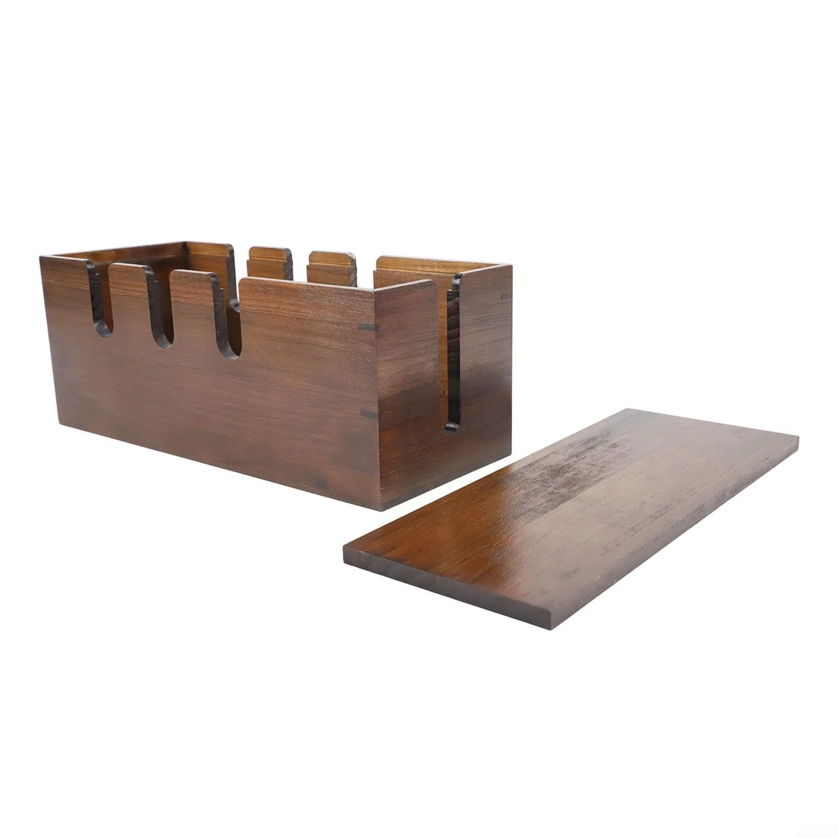 Scatola per la gestione dei cavi in legno massello con scheda plug-in, organizer per cavi e dispositivi, robusto hub di archiviazione in legno per scrivania di casa e ufficio, 31 x 13 x 12 cm (marrone