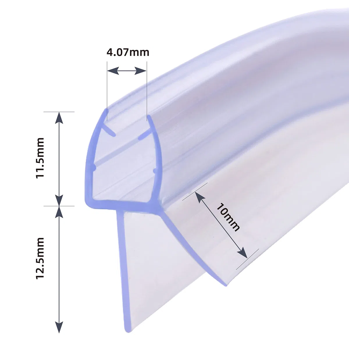 Guarnizione per doccia curva, 2x80 cm, per doccia circolare, per porte della doccia, perfetta conformità, spessore del vetro 6 mm, idrorepellente, protezione da cadute