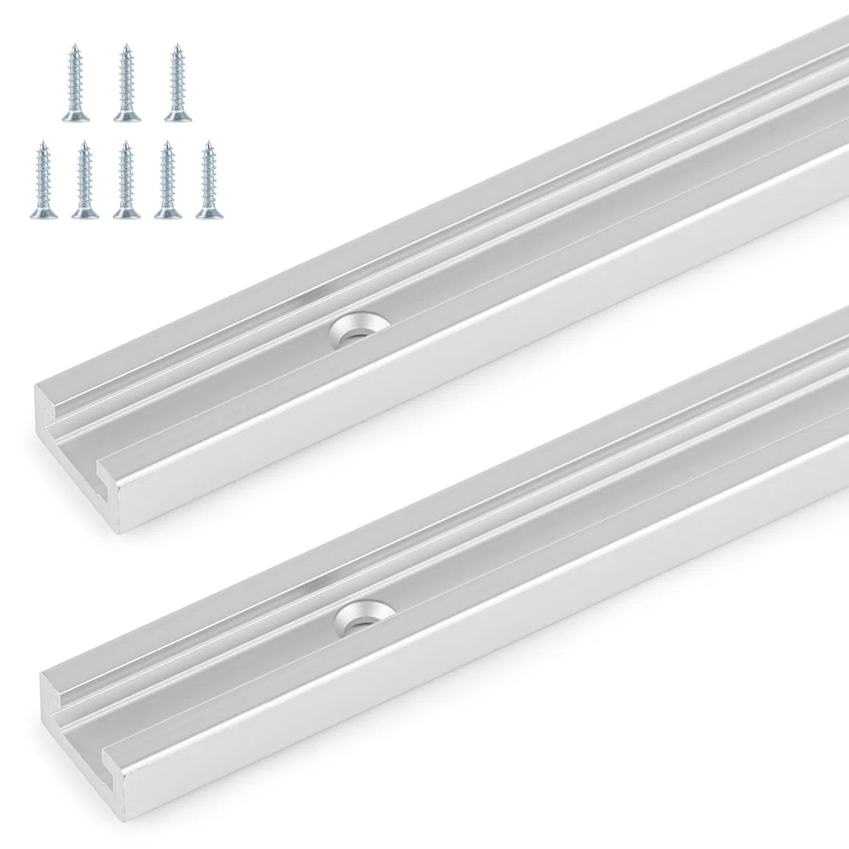 DBREAKS 2 Pezzi T-Track, 400 mm T-Slot Track in Lega di Alluminio, Binario a T, Binari con Scanalatura, T-Track con 6 Viti Autofilettanti per la Lavorazione del Legno