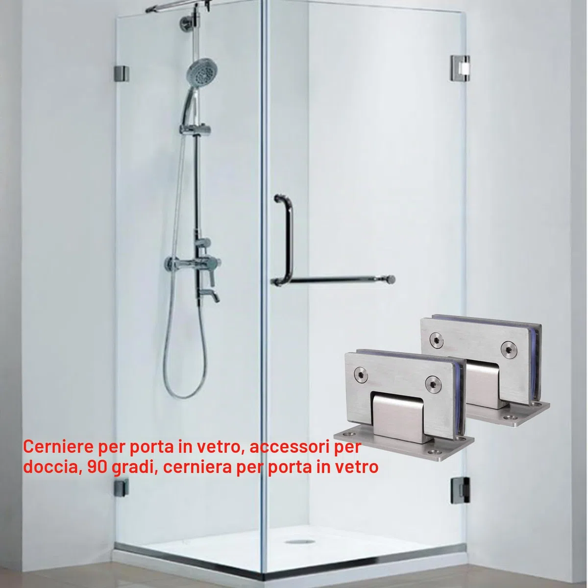 KAFENDA Cerniere per porta doccia a 90 gradi, cerniere in acciaio inox resistenti alla ruggine e alla corrosione per vetro da 8 a 12 mm