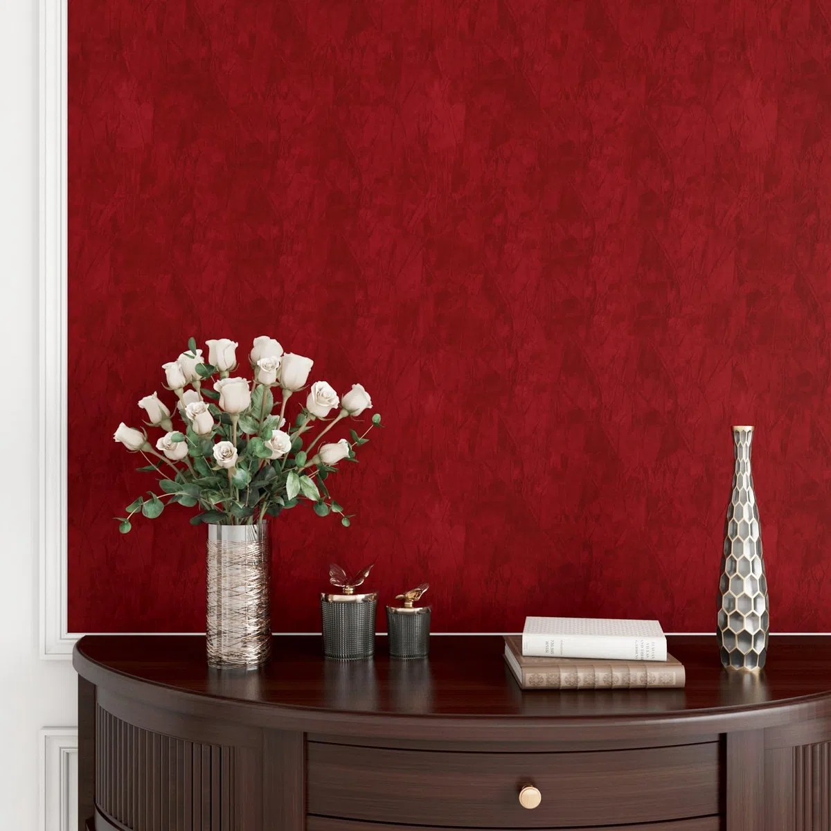 Yenhome Carta Parati Autoadesiva in Tessuto di Velluto Rosso Scuro Soggiorno 60 x 300 cm Carta Parati Adesiva Velluto Rosso Scuro Pellicola Decorativa Adesivo per Mobili e Decorazione Armadio Cassetto