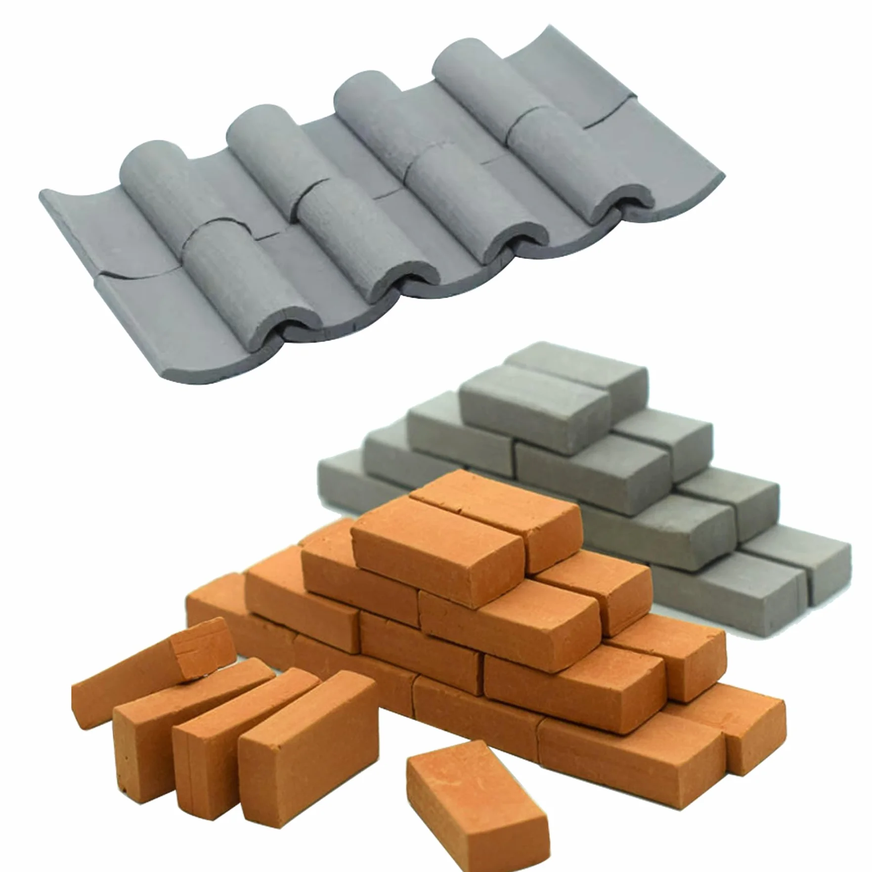 Woohome Set di 542 mini mattonelle in scala di grigi, tegole in miniatura e mini piastrelle per fai da te, decorazione per giardino delle fate
