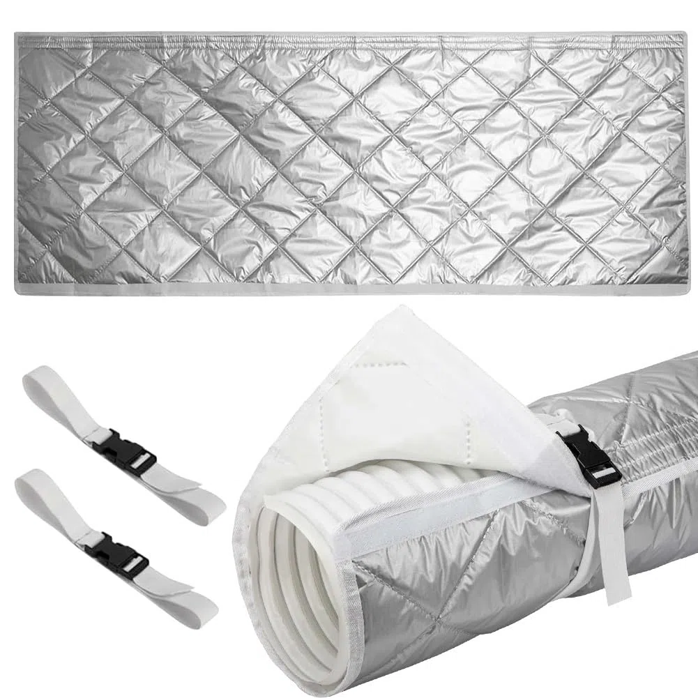 2 Pezzi Copri Tubo Condizionatore Portatile 147x58 cm, Copertura Isolante per Tubo di Scarico, Custodia Protettiva con 4 Cinghie Incluse