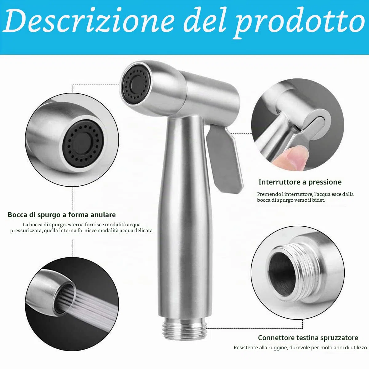 Doccetta per lavabo set, soffione doccia per lavabo doccetta da bagno con 59" tubo per animali domestici doccia lavare i capelli o pulire il lavandino, con valvola rubinetto