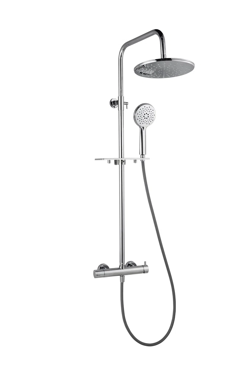 Marco Mammoliti | Colonna Doccia Nigno con Miscelatore e Deviatore, Acciaio Lucido, 2 Funzioni, 130x50x28cm