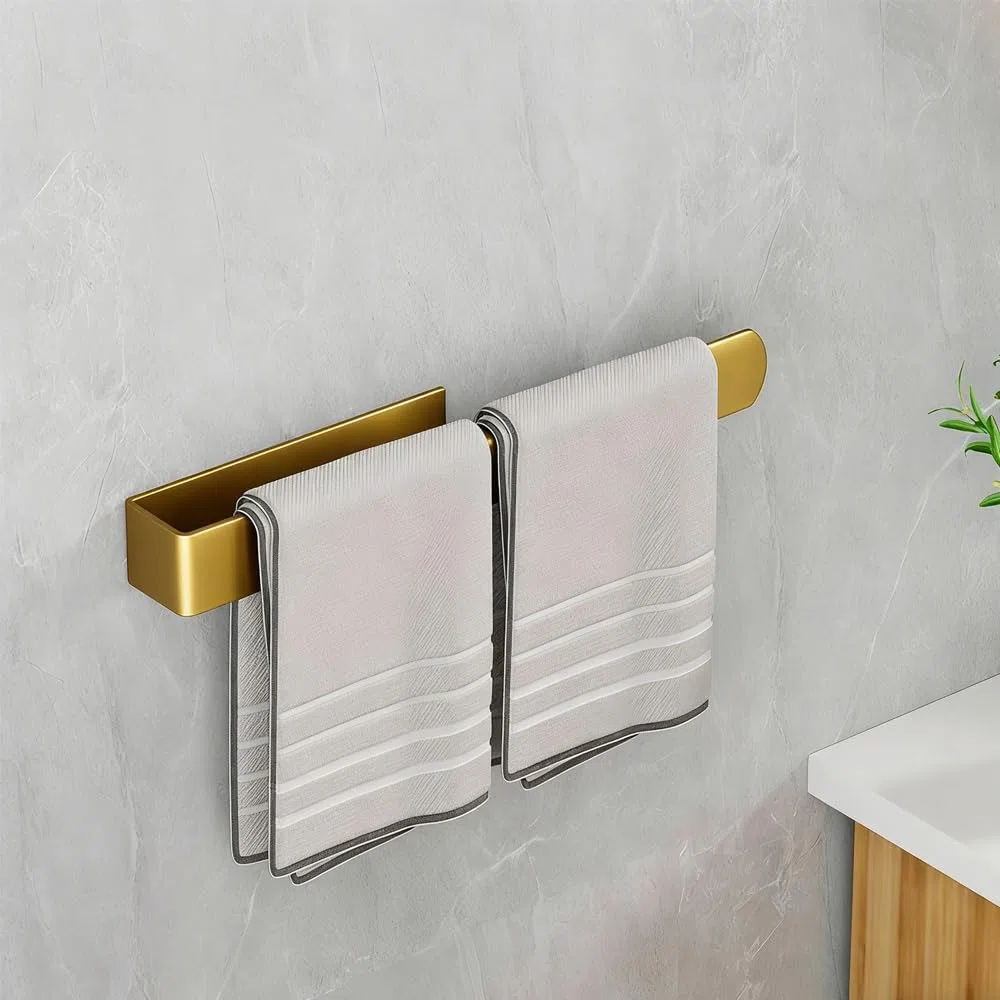 Porta Asciugamani Bagno 35cm Portasciugamani Adesivo Portasciugamani da Parete Acciaio Inossidabile 304 Adesivo Forte 3M Stabile Elegante Oro Opaco