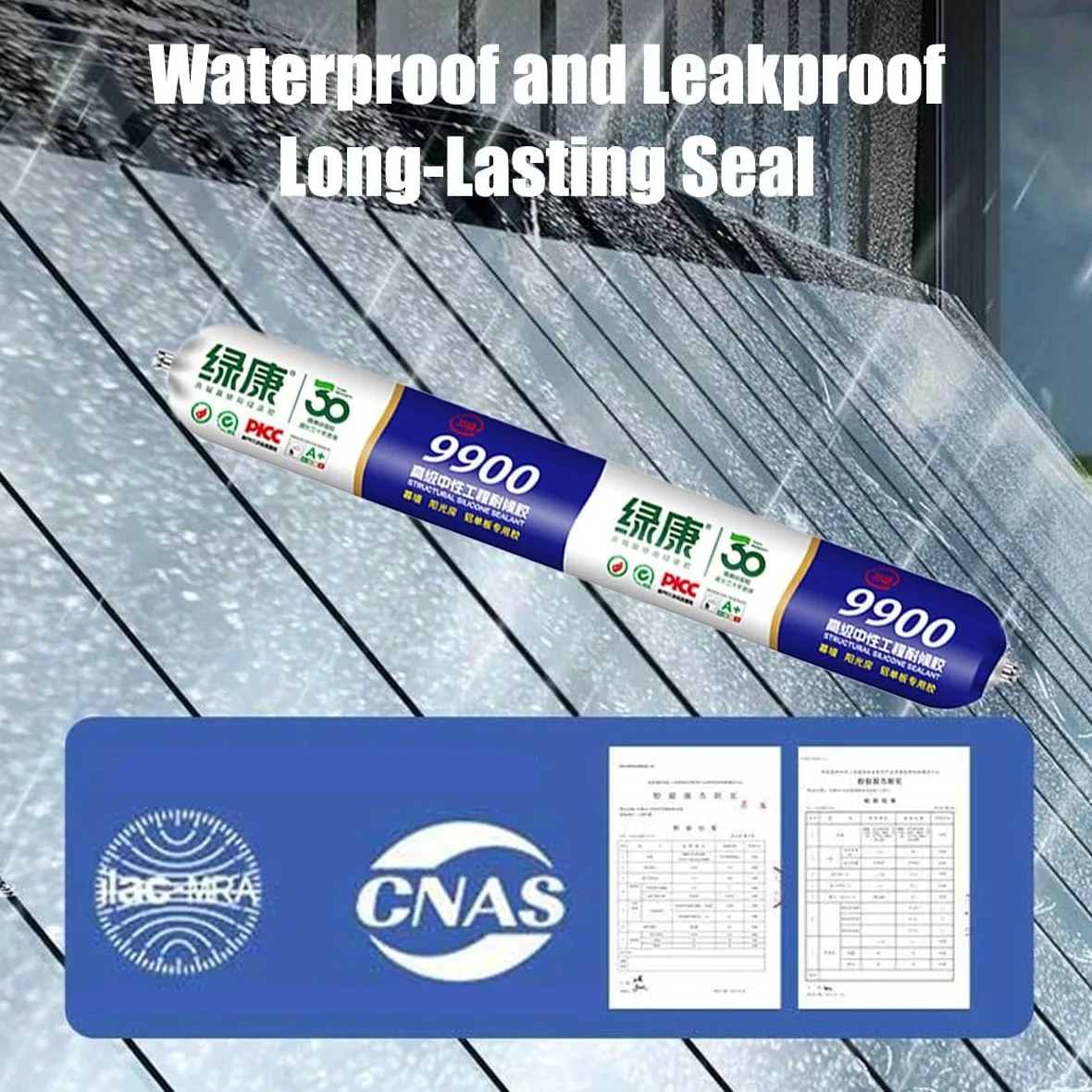 9900 silicone waterproof sealant, sigillante siliconico impermeabile, soluzione permanente per crepe su tetti e pareti, resistente allo strappo e all'allungamento (Grigio,1Pcs)