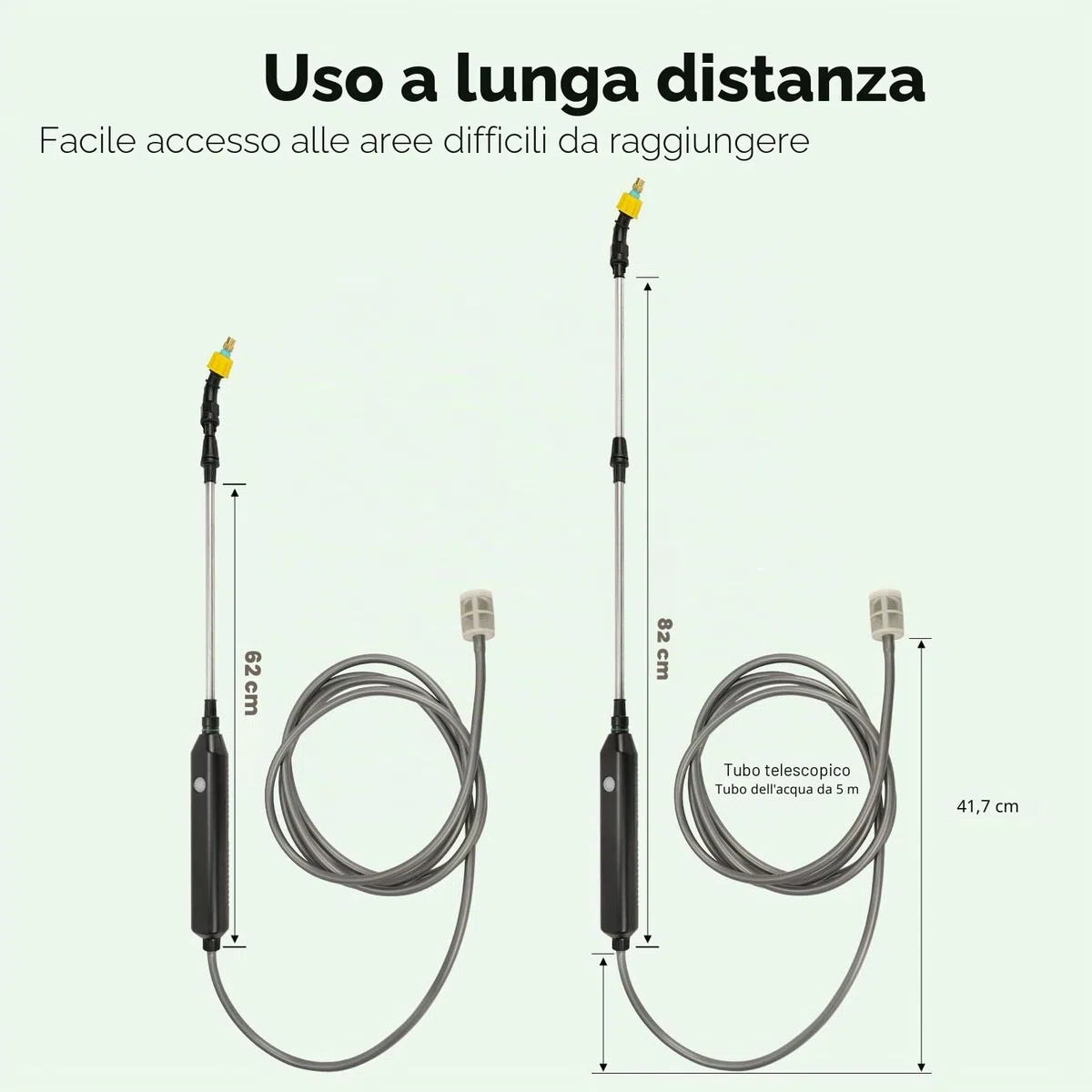 Pompa Irroratrice a Batteria 5V/2400mAh, Spruzzatore a Pressione Elettrico, Nebulizzatore Piante con 3 Ugelli e Tubi da 5M, Spruzzino Nebulizzatore Acqua Retrattile per Irrigazione