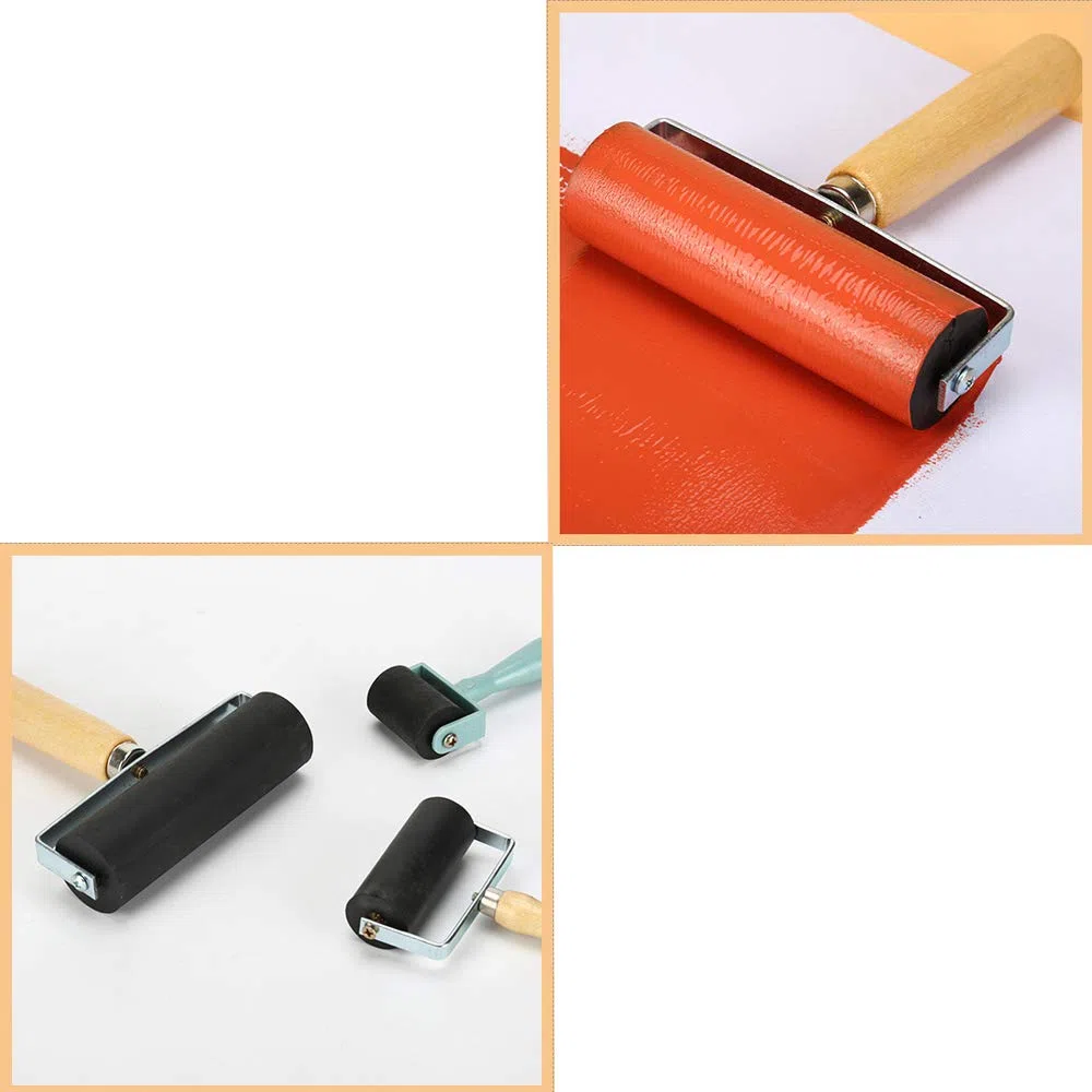3 Pezzi Rullo di Gomma Brayer, Gomma Incisione Rullo Inchiostro Roller Printing Tools, Rullo di Gomma Spazzola, Rullo di Inchiostro, Rullo Gomma, per Stampigliatura ad Inchiostro(Nero)