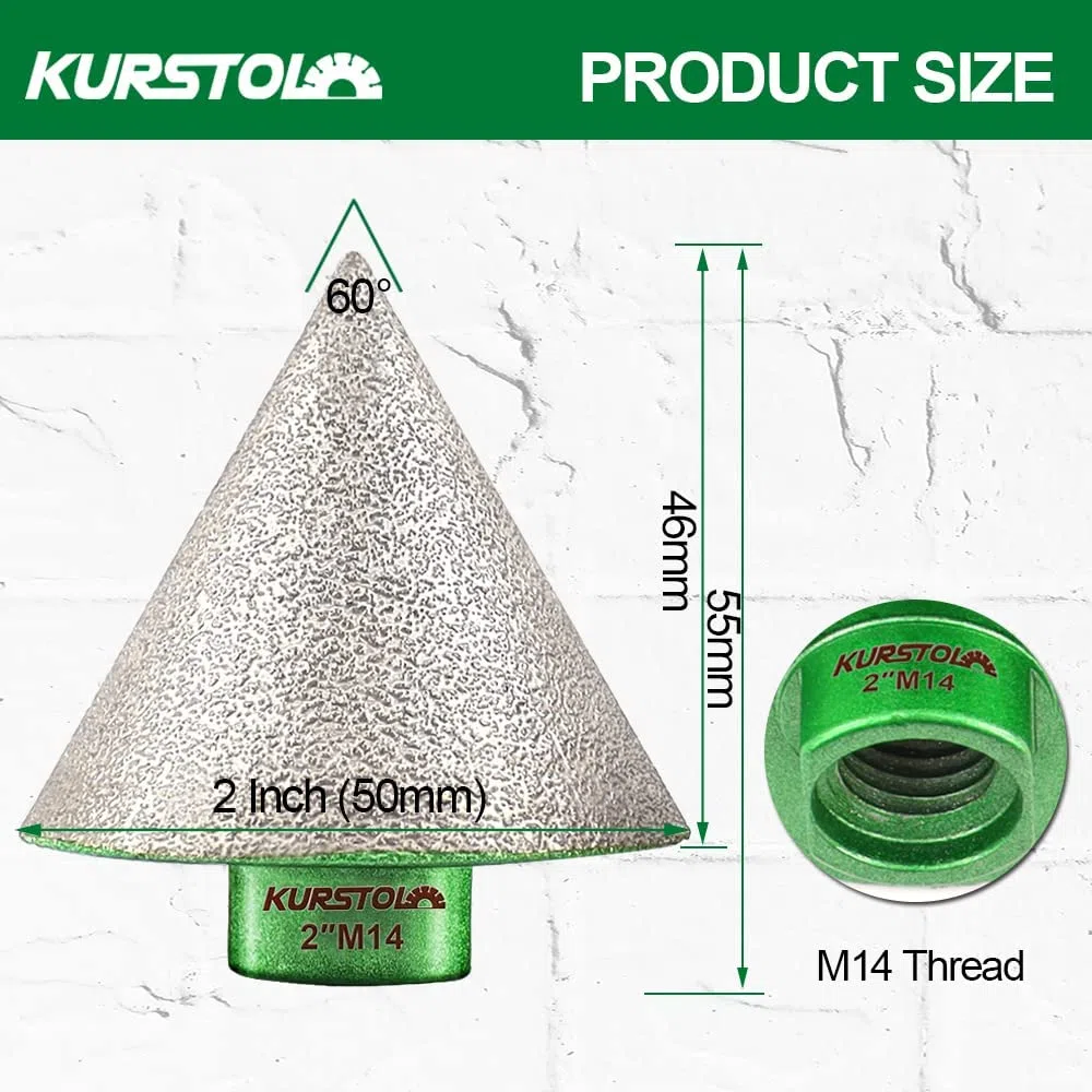 Fresa Diamantata Punte Smusso – Fresa Diamantata 50 mm x M14 Punte per Smusso per esistenti di piastrelle in gres porcellanato in marmo di granito