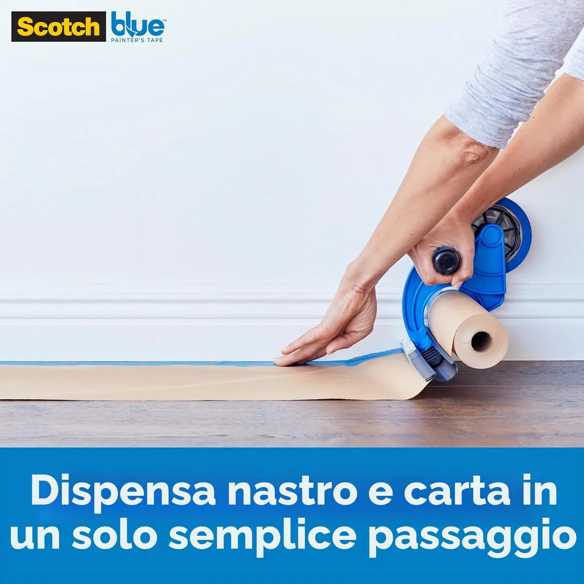 ScotchBlue M1000 Dispenser per Nastro e Carta per Mascheratura - Per l'uso su finestre, porte, vasche da bagno e altre superfici - Protegge dagli schizzi di vernice