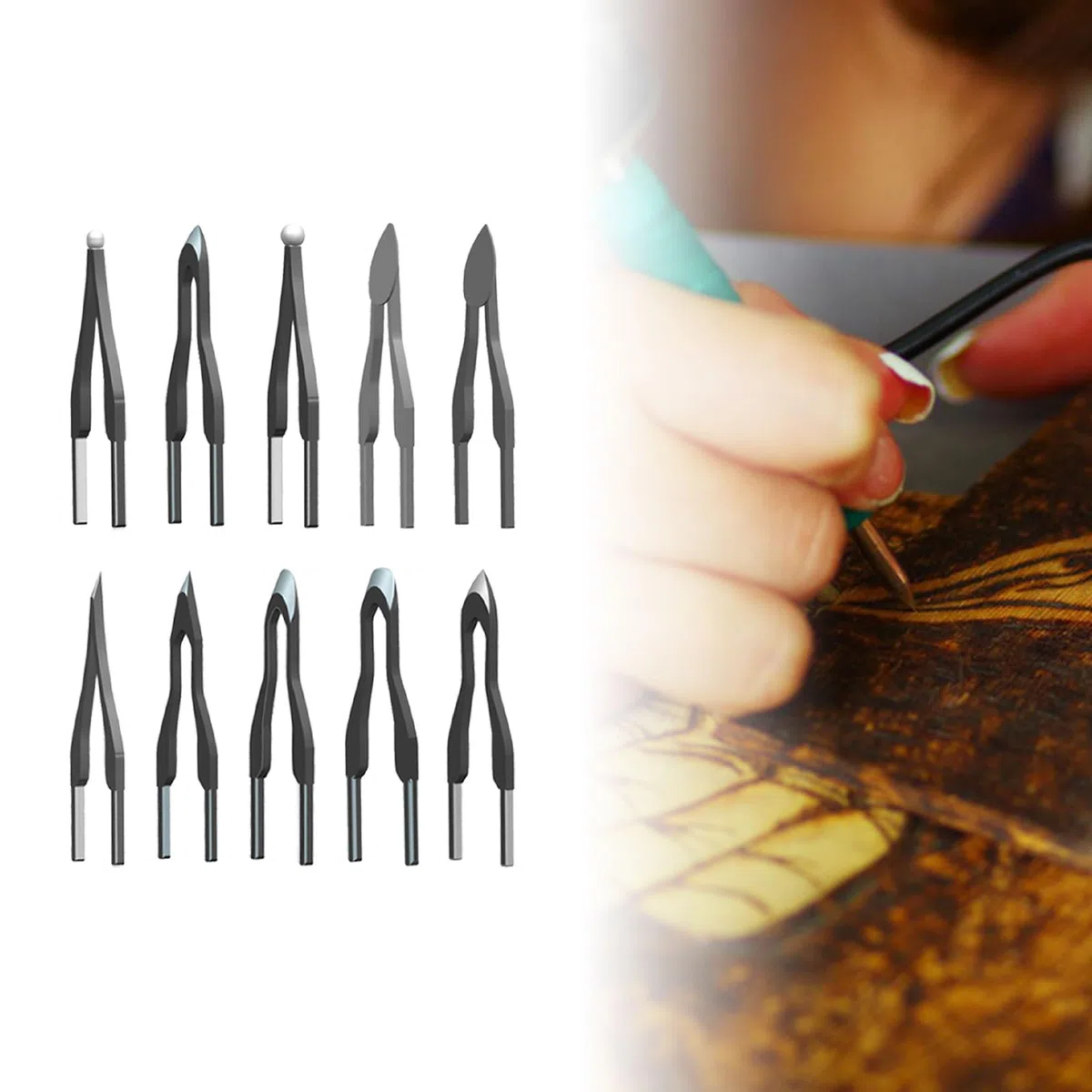 F Fityle 10 Pezzi Punte Pirografo Punte per Penna Pirografica Forte Saldatura Pennini a Filo Utensili per Pirografo per Creare Punte Fini, Punte Standard, Punte Della Pancia O Punte Piatte