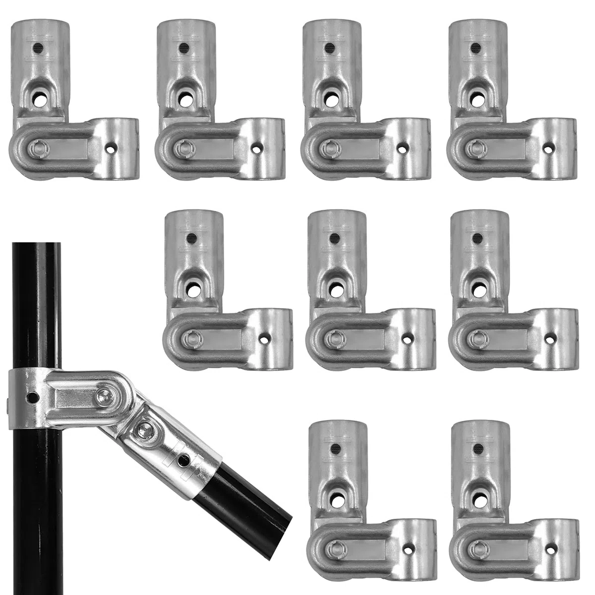 10 pezzi Connettori stringitubo regolabili a 2 vie Connettori per tubi strutturali Adatti per tubi in acciaio inox con diametro esterno 25 mm