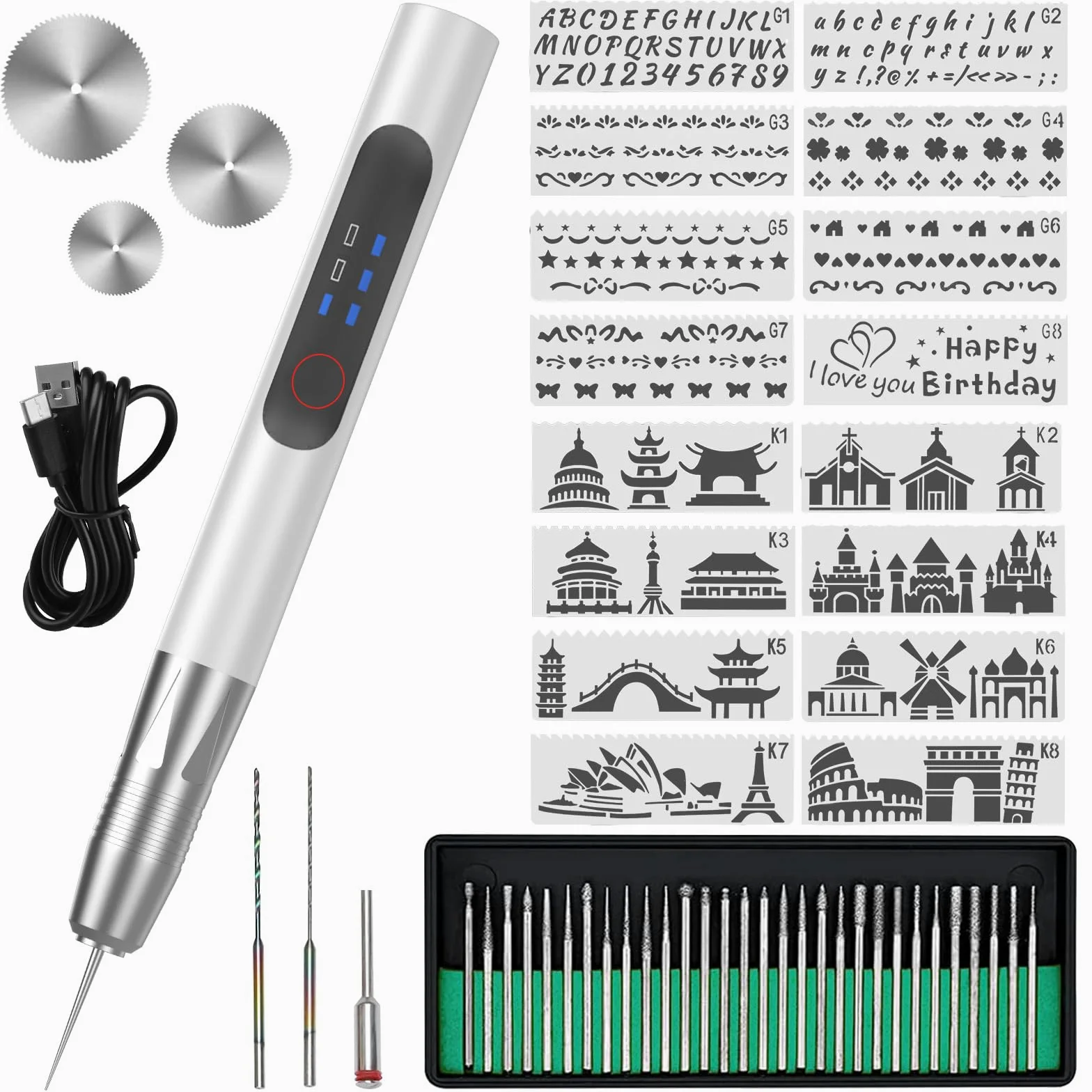 Penna elettrica per incisione, set di strumenti per incisione, portatile, senza fili, con incisione ricaricabile USB, incisione a batteria portatile fai da te