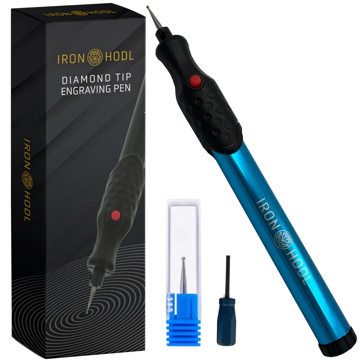 Penna per incidere con punta diamantata per incisione in metallo, ceramica, vetro, 2 batterie AAA, penna per incidere elettrica per gioielli fai da te e dispositivo di incisione (blu)