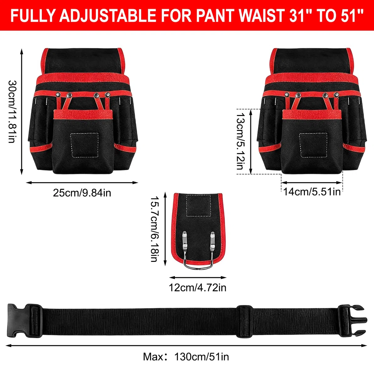 Cintura porta attrezzi Borsa da Cintura Con 26 tasche, Borse Porta Attrezzi Magnetiche per Uomo, Borse da Cintura Rimovibili Borsa Porta Attrezzi