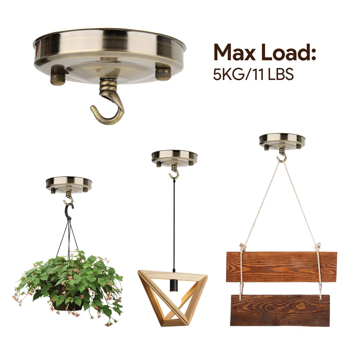 Tissting 2 Pezzi Rosone da Soffitto con Gancio, Lampadario a Soffitto in Ferro Vintage con Piastra a Gancio Accessori per Lampade a Sospensione Multiuso(Bronzo)