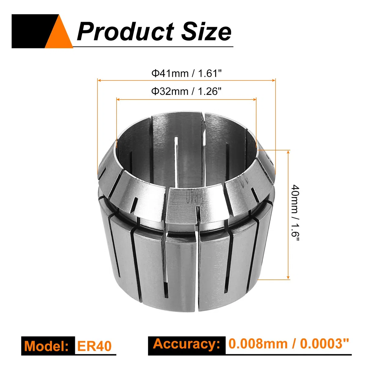 sourcing map Mandrino a molla ER40 32mm 65Mn Pinze Router di Precisione in Acciaio Molla per CNC Incisione Fresatura Tornio Strumento