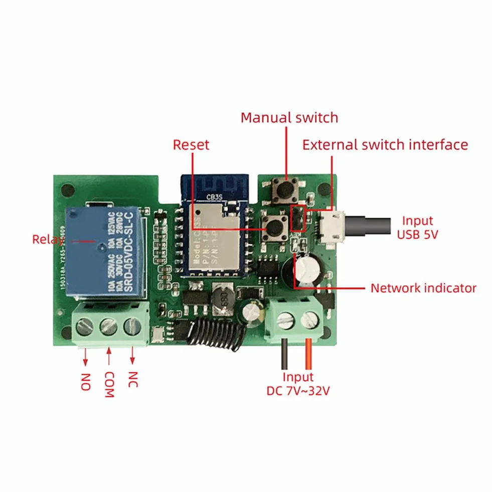 Tuya Smart Life - Relè WLAN da 12 V, modulo di commutazione, timer, autobloccante, funziona con casa, controllo a 2 vie