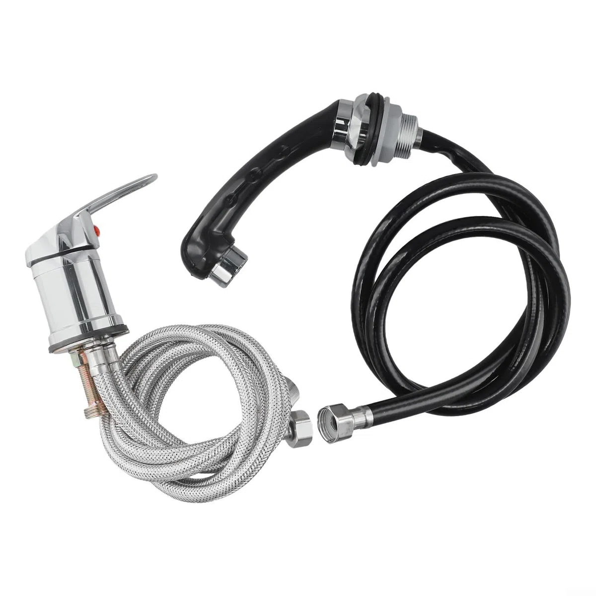Rubinetto miscelatore per lavabo da parrucchiere cromato con comando a leva singola con doccetta estensibile 120 cm tubo flessibile per shampoo ciotola
