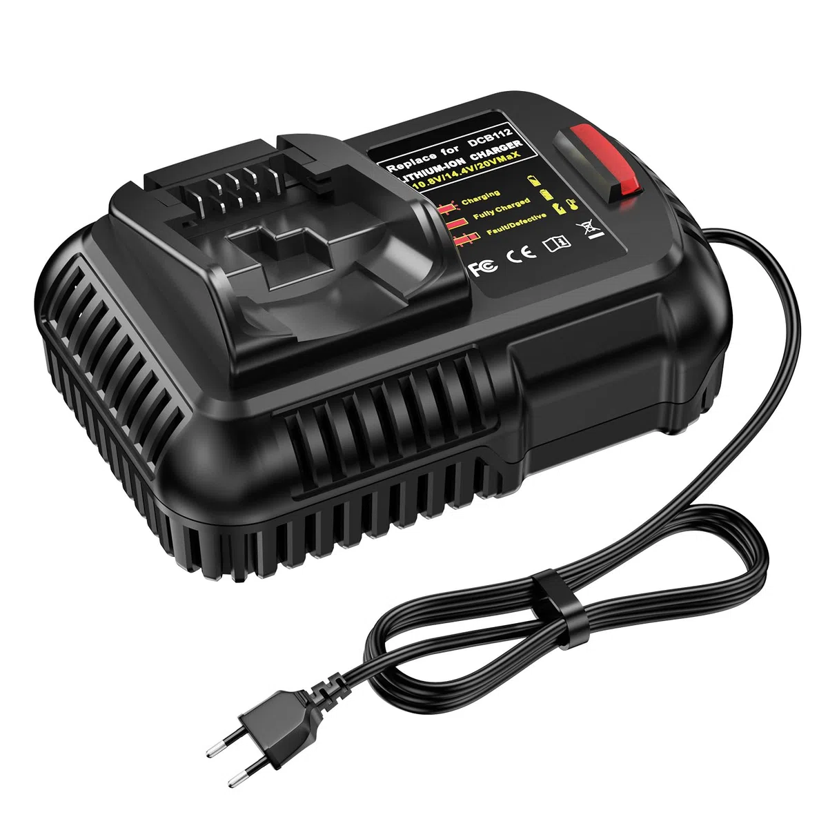 ASUNCELL Caricabatterie da 2,0 A 18 V per batteria DeWalt da 12 V-20 V, caricabatterie per DeWalt DCB112 DCB115 DCB203 DCB204 DCB205 DCB206 DCB201 DCB120 DCB127